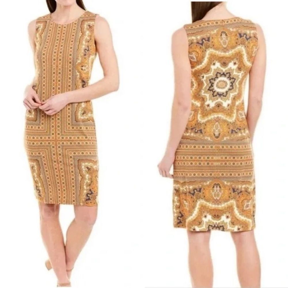 J. McLaughlin Sofia Catalina Cloth Scarf Print Sheath Dress XS